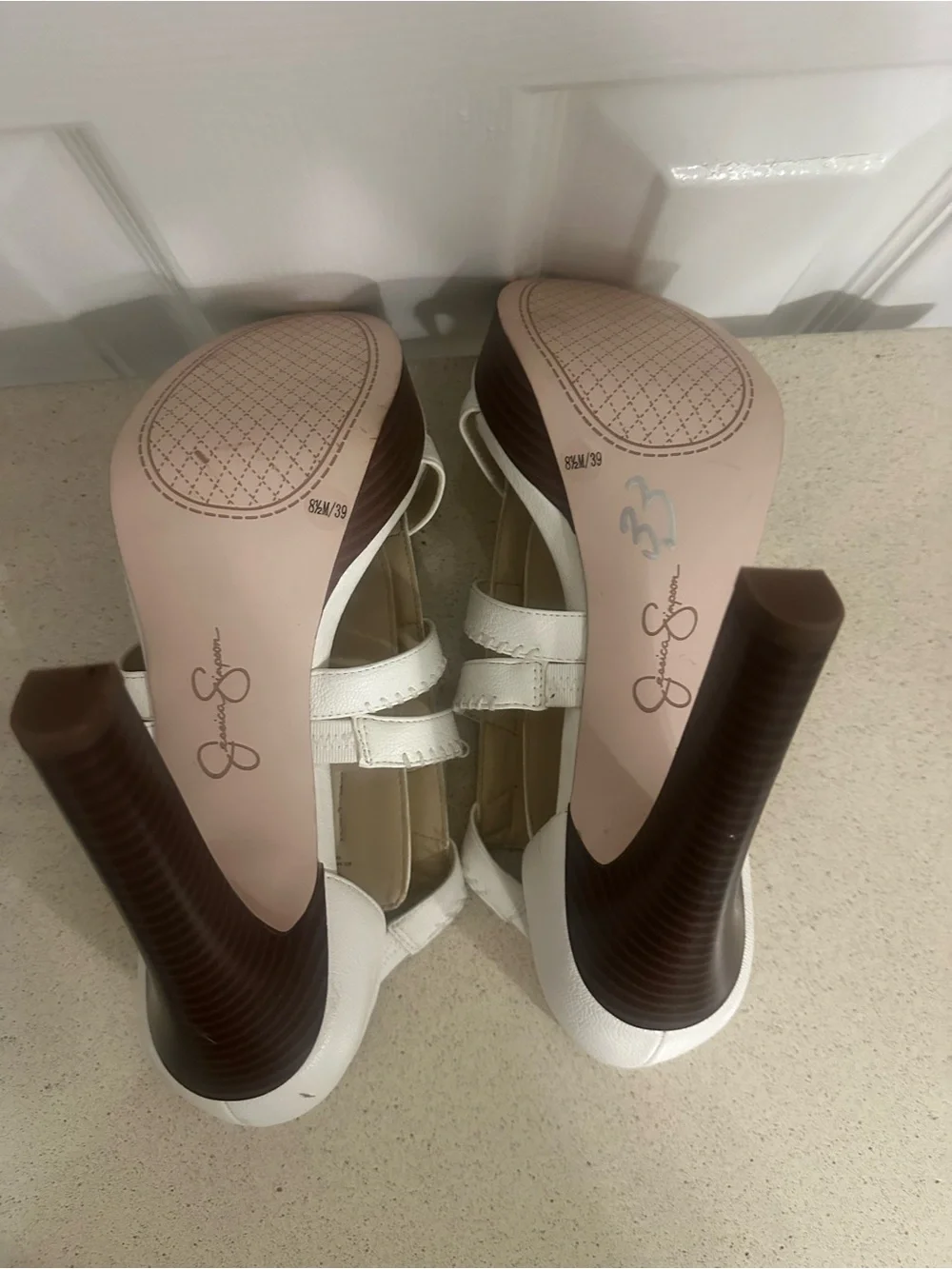 Jessica Simpson White Caged Platform High Heel Sandals – Size 8.5